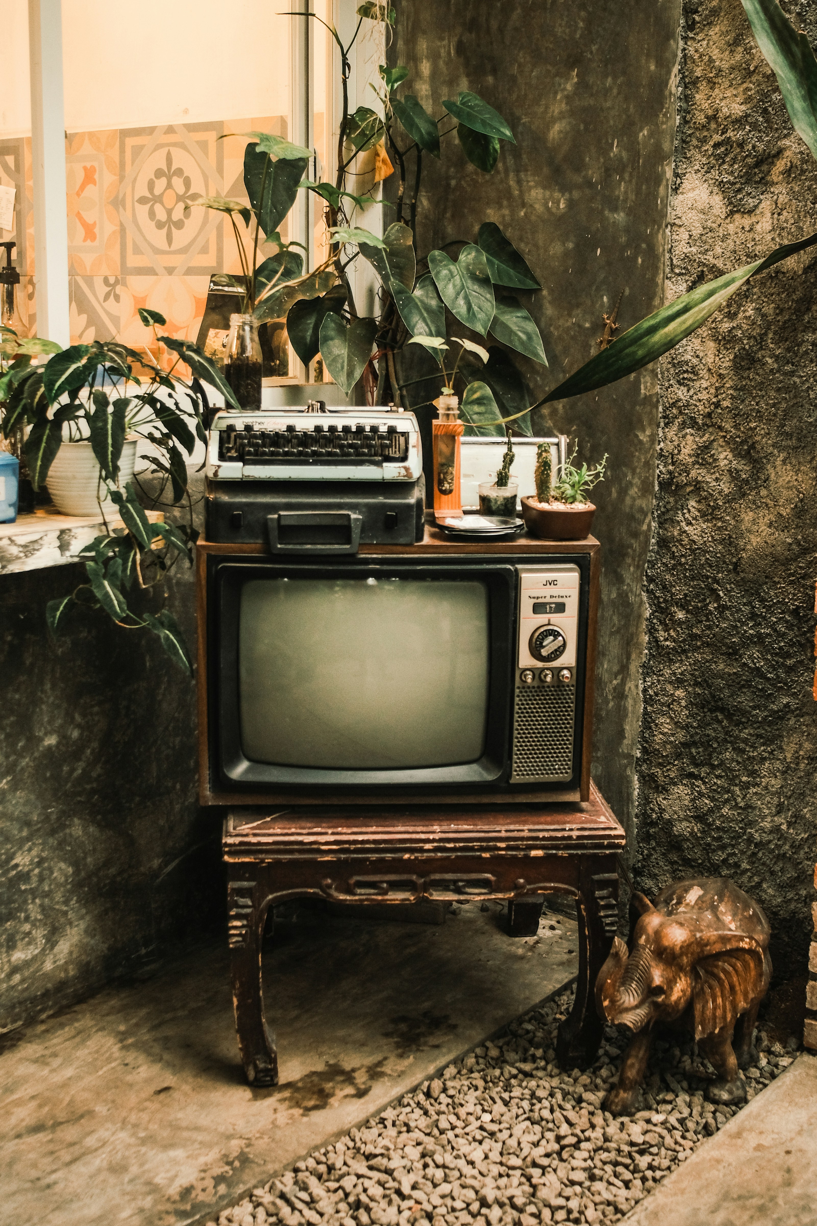 a small television on a stand